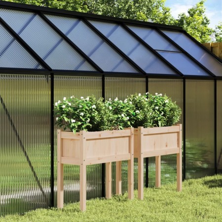 Jardineras de exterior con patas 2 uds madera maciza de pino de , Maceteros y jardineras - Ref: Foro24-837555, Precio: 93,01 ...