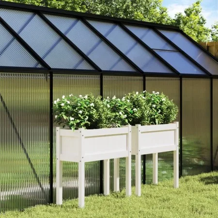 Jardineras exterior con patas 2 uds madera maciza pino blanco de , Maceteros y jardineras - Ref: Foro24-837557, Precio: 88,23...