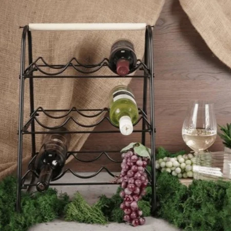 Home&Styling Botellero para 9 botellas metal negro y natural de , Botelleros - Ref: Foro24-447483, Precio: 32,67 €, Descuento: %