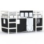 Cama alta niños con cortinas madera pino blanco negro 80x200 cm
