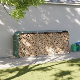 Green galvanized steel log holder 234x45x100 cm by , Firewood bags and holders - Ref: Foro24-364545, Price: 65,07 €, Discount: %