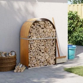 Light brown galvanized steel firewood rack 80x45x120 cm by , Firewood bags and holders - Ref: Foro24-364579, Price: 49,21 €, ...