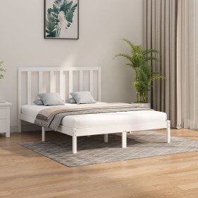 Estructura de cama de madera maciza blanca 160x200 cm Estructura de cama de madera maciza blanca 160x200 cm