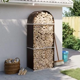 Brown galvanized steel log holder 80x45x190 cm by , Firewood bags and holders - Ref: Foro24-364570, Price: 59,13 €, Discount: %
