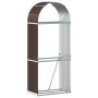 Brauner Holzhalter aus verzinktem Stahl, 80 x 45 x 190 cm von , Brennholztaschen und -halter - Ref: Foro24-364570, Preis: 61,...