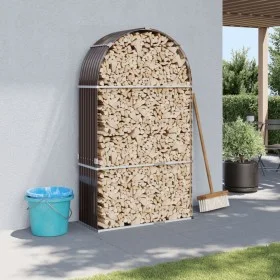 Brown galvanized steel log holder 120x45x210 cm by , Firewood bags and holders - Ref: Foro24-364572, Price: 64,49 €, Discount: %