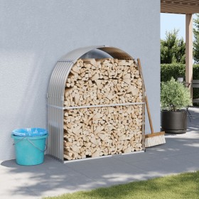 Leñero de acero galvanizado gris claro 120x45x140 cm de , Bolsas y soportes de leña - Ref: Foro24-364551, Precio: 51,76 €, De...