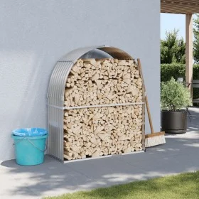 Light gray galvanized steel firewood rack 120x45x140 cm by , Firewood bags and holders - Ref: Foro24-364551, Price: 51,13 €, ...