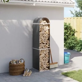 Anthracite gray galvanized steel log holder 40x45x170 cm by , Firewood bags and holders - Ref: Foro24-364558, Price: 52,88 €,...