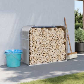 Leñero de acero galvanizado gris claro 120x45x100 cm de , Bolsas y soportes de leña - Ref: Foro24-364553, Precio: 47,84 €, De...