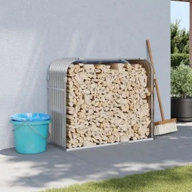 Light gray galvanized steel firewood rack 120x45x100 cm by , Firewood bags and holders - Ref: Foro24-364553, Price: 47,26 €, ...