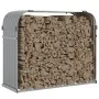 Hellgrauer Brennholzständer aus verzinktem Stahl, 120 x 45 x 100 cm von , Brennholztaschen und -halter - Ref: Foro24-364553, ...