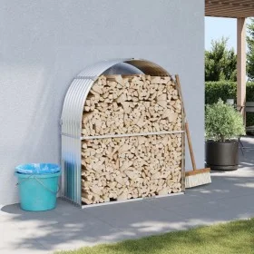 Holzhalter aus silber verzinktem Stahl, 120 x 45 x 140 cm von , Brennholztaschen und -halter - Ref: Foro24-364591, Preis: 53,...