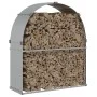 Silver galvanized steel log holder 120x45x140 cm by , Firewood bags and holders - Ref: Foro24-364591, Price: 53,47 €, Discoun...