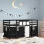Cama alta niños con cortinas madera pino blanco negro 90x200 cm de , Camas y somieres - Ref: Foro24-3206970, Precio: 197,17 €...