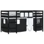Cama alta niños con cortinas madera pino blanco negro 90x200 cm de , Camas y somieres - Ref: Foro24-3206970, Precio: 197,17 €...