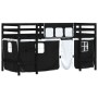 Cama alta niños con cortinas madera pino blanco negro 90x200 cm