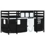 Cama alta niños con cortinas madera pino blanco negro 90x200 cm de , Camas y somieres - Ref: Foro24-3206970, Precio: 197,17 €...