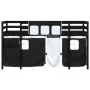 Cama alta niños con cortinas madera pino blanco negro 90x200 cm de , Camas y somieres - Ref: Foro24-3206970, Precio: 197,17 €...