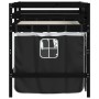 Cama alta niños con cortinas madera pino blanco negro 90x200 cm