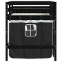 Cama alta niños con cortinas madera pino blanco negro 90x200 cm de , Camas y somieres - Ref: Foro24-3206970, Precio: 197,17 €...