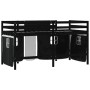 Cama alta niños con cortinas madera pino blanco negro 90x200 cm