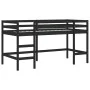 Cama alta niños con cortinas madera pino blanco negro 90x200 cm de , Camas y somieres - Ref: Foro24-3206970, Precio: 197,17 €...