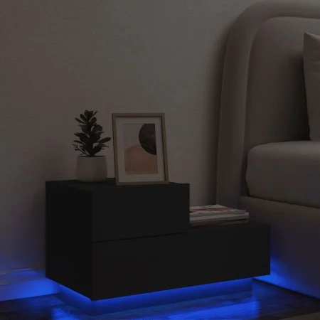 Nachttisch mit LED-Leuchten schwarz 70x36x40,5 cm von , Nachttische - Ref: Foro24-836778, Preis: 73,27 €, Rabatt: %