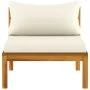 Intermediate sectional sofa white cushion cream acacia wood by , Modular outdoor sofas - Ref: Foro24-316289, Price: 141,96 €,...
