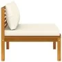 Intermediate sectional sofa white cushion cream acacia wood by , Modular outdoor sofas - Ref: Foro24-316289, Price: 141,96 €,...
