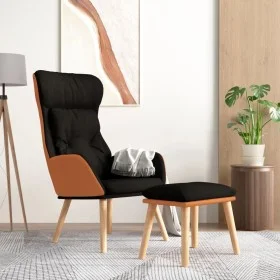Relaxation armchair with black fabric and synthetic leather stool by , Armchairs - Ref: Foro24-3097766, Price: 135,54 €, Disc...