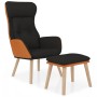 Relaxation armchair with black fabric and synthetic leather stool by , Armchairs - Ref: Foro24-3097766, Price: 145,77 €, Disc...