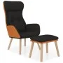 Relaxation armchair with black fabric and synthetic leather stool by , Armchairs - Ref: Foro24-3097766, Price: 135,54 €, Disc...
