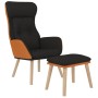 Relaxation armchair with black fabric and synthetic leather stool by , Armchairs - Ref: Foro24-3097766, Price: 145,77 €, Disc...