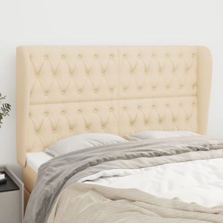 Headboard with cream fabric ears 147x23x118/128 cm by , Headboards and footboards - Ref: Foro24-3118295, Price: 160,43 €, Dis...