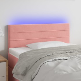 Cabecero con LED de terciopelo rosa 90x5x78/88 cm