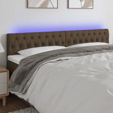 Kopfteil mit LED aus dunkelbraunem Stoff 200x7x78/88 cm von , Kopf- und Fußteile - Ref: Foro24-3121973, Preis: 98,31 €, Rabat...