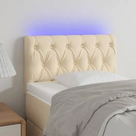 Kopfteil aus cremefarbenem Stoff mit LED 80x7x78/88 cm von , Kopf- und Fußteile - Ref: Foro24-3121927, Preis: 51,04 €, Rabatt: %