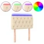 Cream fabric headboard with LED 80x7x78/88 cm by , Headboards and footboards - Ref: Foro24-3121927, Price: 51,04 €, Discount: %