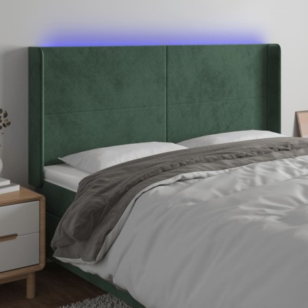 Dunkelgrünes Samtkopfteil mit LED 163x16x118/128 cm von , Kopf- und Fußteile - Ref: Foro24-3123825, Preis: 136,06 €, Rabatt: %