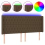 Headboard with LED in dark brown fabric 203x16x118/128 cm by , Headboards and footboards - Ref: Foro24-3124409, Price: 192,49...