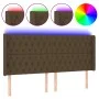 Headboard with LED in dark brown fabric 203x16x118/128 cm by , Headboards and footboards - Ref: Foro24-3124409, Price: 188,99...