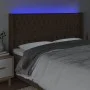 Headboard with LED in dark brown fabric 203x16x118/128 cm by , Headboards and footboards - Ref: Foro24-3124409, Price: 188,99...