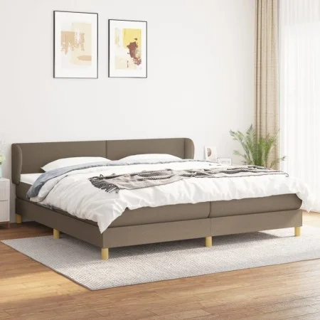 Box spring bed with taupe gray fabric mattress 200x200 cm by , Beds and slatted bases - Ref: Foro24-3126673, Price: 646,14 €,...