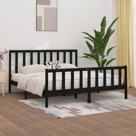 Estructura de cama de madera maciza negra 200x200 cm en Camas y somieres | Comprar online en Foro24
