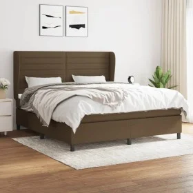 Box spring bed with dark brown fabric mattress 160x200 cm by , Beds and slatted bases - Ref: Foro24-3128056, Price: 541,84 €,...