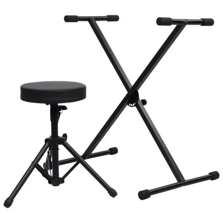 Schwarzes Keyboardständer- und Hocker-Set von vidaXL, Bänke und Hocker - Ref: Foro24-70095, Preis: 57,49 €, Rabatt: %