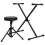 Schwarzes Keyboardständer- und Hocker-Set von vidaXL, Bänke und Hocker - Ref: Foro24-70095, Preis: 57,49 €, Rabatt: %