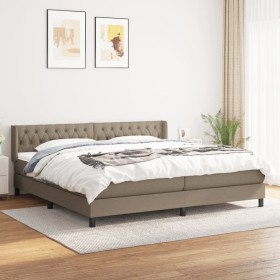 Cama box spring con colchón tela gris taupe 200x200 cm