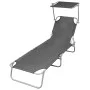 Folding sun lounger with gray steel awning by vidaXL, Loungers - Ref: Foro24-44291, Price: 60,73 €, Discount: %